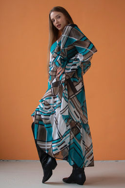 Платье шифон LOVE052/03/Бирюзовый, белый