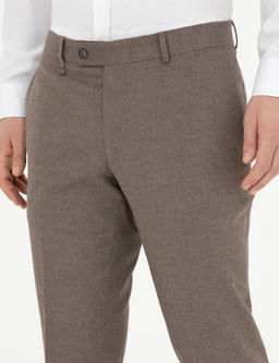 A__k Kahverengi Slim Fit Kuma_ Pantolon