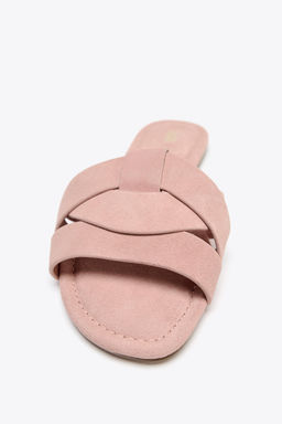 FLAT LEATHER CROSS-STRAP SANDALS - Zara фото 11