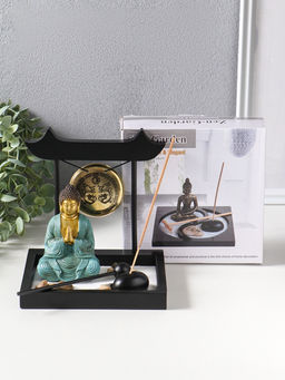 Сад Дзен "Будда в бирюзовом у гонга" песок+камни+аромапалочки 13,2х15х16 см