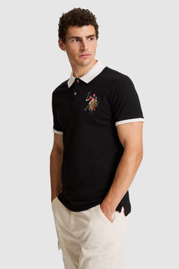 Erkek Siyah Slim Fit Polo Yaka Basic TiЕГrt - U.s. polo assn фото 3