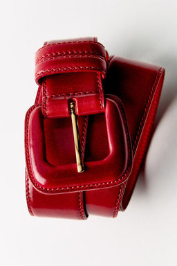 LEATHER BELT WITH SQUARE BUCKLE - Zara фото 4