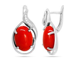 Серьги из серебра коралл, СПН4063