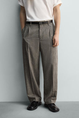 PANTAL?N RELAXED FIT CUADROS / Beige - Zara фото 2