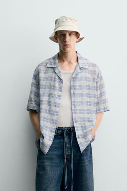 CAMISA JACQUARD CUADROS / Azul / Blanco - Zara фото 2