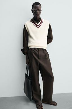 CHALECO PUNTO RIB CONTRASTE / Crudo - Zara фото 6