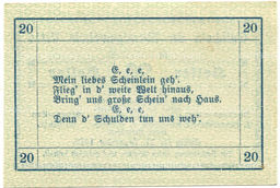Банкнота 20 геллеров 1920 года Австрия  Витис (нотгельд)