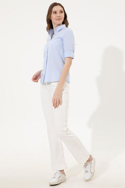 Kad_n A__k Mavi Uzun Kollu Basic G_mlek