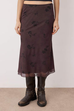 Teen Haki Cicek Bask?l? Bodycon Tul Esnek Orme Etek TWOAW26ET00036 - Trendyolmilla фото 4