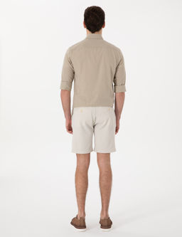 Bej Slim Fit Gofre Beli Lastikli Dokuma _ort