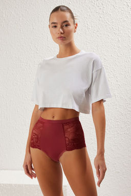 Trendyolmilla Siyah-Cok Renkli 3lu Paket Dantel Detayl? Hipster Orme Kulot THMSS25KU00023 фото 4