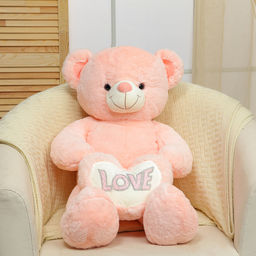 Мягкая игрушка Мишка, с сердцем, 80 см, цвет розовый - Simaland фото 2
