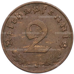 Монета 2 рейхспфеннига 1939 года J Германия