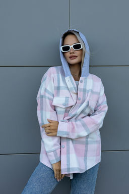 Рубашка женская в клетку с капюшоном РЖКК-01