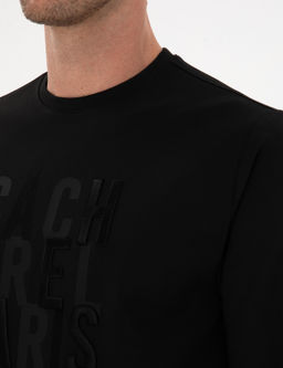 Siyah Regular Fit Bisiklet Yaka Sweatshirt - Cacharel фото 7