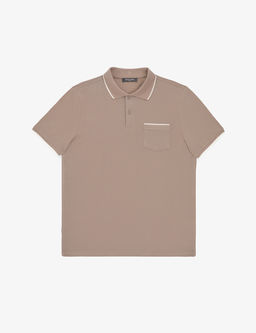 Kahverengi Regular Fit %100 Pamuk D__meli Polo Yaka Ti__rt
