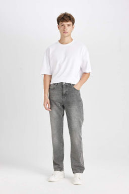 Джинсовые брюки прямого кроя с нормальной талией и нормальной талией - Defacto фото 2