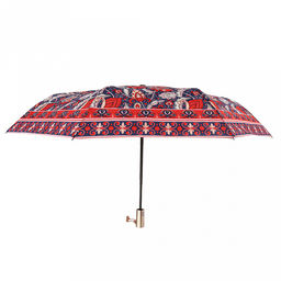 Зонт автомат Дива ткань эпонж (полиэстер) с деколью, 8 лучей, д/купола 95см h58см, 3 сложения, 29см в сложенном виде, механизм против ветра, пластмассовая ручка, цвет красно-синий, 321гр (Китай) - Домашняя Мода фото 2