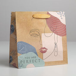 Пакет крафтовый квадратный You are perfect, 22 22 11 см