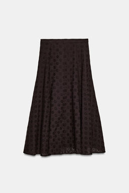 FALDA MIDI BORDADOS PERFORADOS / Marr?n - Zara фото 9