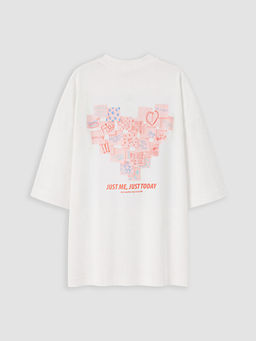 Loose Fit Bask?l? K?z ?ocuk Ti??rt
