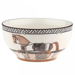 Конь Салатник фарфоровый 820мл, д15,2см, h7,9см, с деколью, отводка, молочный, Символ 2026 года (Китай)