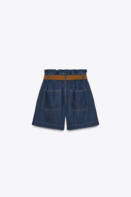 BELTED PAPER BAG BERMUDA SHORTS - Zara фото 7
