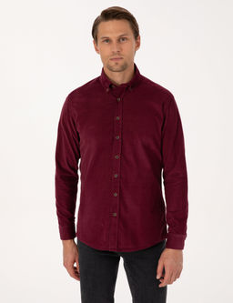 Bordo Regular Fit Uzun Kollu G_mlek