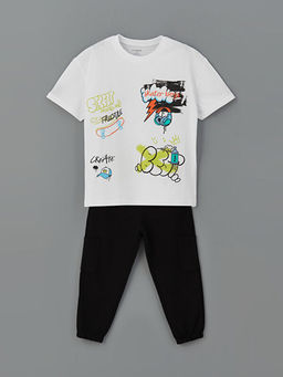 Bask?l? Erkek ?ocuk Ti??rt ve E?ofman Alt 2li