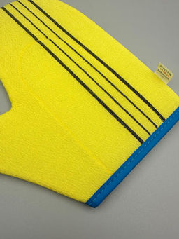 Bath Towel Мочалка-рукавица для душа с пилинг-эффектом, уплотненная, жёлтый