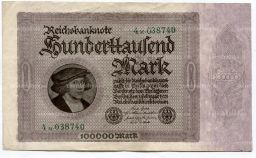 Банкнота 100000 марок 1923 года Германия