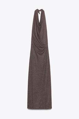METALLIC THREAD OPEN BACK MAXI DRESS - Zara фото 7