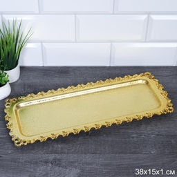 Поднос прямоугольный 37,5х14,5 см / 375145 /уп 200/золото