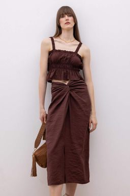 Юбка-карандаш из модала с нормальной талией миди - Defacto фото 3