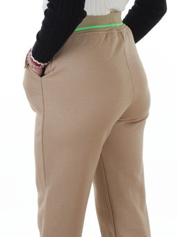 2804 BEIGE Брюки спортивные утепленные женские (95% хлопок, 5% спандекс)