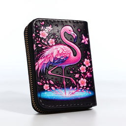 Кошелёк на молнии «Фламинго», маленький, чёрный