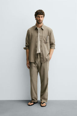 WASHED COTTON-LINEN SHIRT