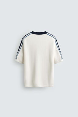 CAMISETA PUNTO RETRO BANDAS / Blanco roto