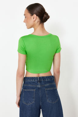 Trendyolmilla Premium Siyah-Ekru 2li Paket Crop Viskoz/Yumusak Kumas Esnek Orme Bluz TWOSS23BZ00108  фото 45
