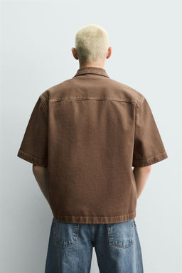 SOBRECAMISA RELAXED FIT CREMALLERA / Marr?n - Zara фото 3