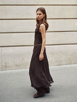 Bisiklet Yaka Dantelli Elbise