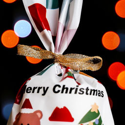 Цена за 20 шт. Пакет полиэтиленовый подарочный новогодний, с ушками Merry Christmas, 13?21.5 см
