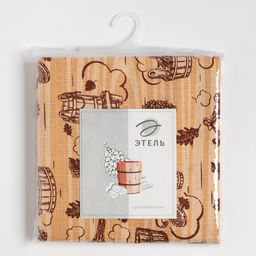 Простыня вафельная для бани «Банька» 145×180 см, 100% хлопок, бежевая