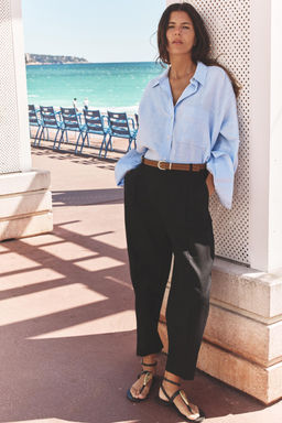 LINEN BELTED STRAIGHT-LEG TROUSERS - Zara фото 28