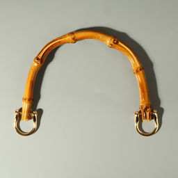 Ручка для сумки, бамбук, с полукольцами, 13.5×10.5 см, цвет бежевый/золотой