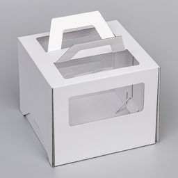 Коробка под торт 2 окна, с ручками, жемчуг, глянцевая, 24 х 24 х 20 см - UPAK LAND фото 5