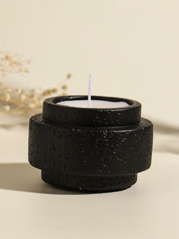 Свеча в вулканическом подсвечнике "Цилиндры" чёрная 8,1х8,1х5,4 см