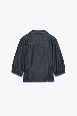 Z1975 FITTED DENIM PUFF SLEEVE SHIRT - Zara фото 8