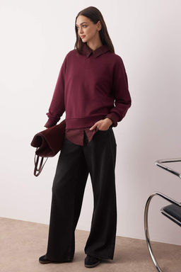 Murdum Kal?n Sardonsuz Oversize/Genis Kesim Bisiklet Yaka Orme Sweatshirt TWOAW26SW00028 - Trendyolmilla фото 2