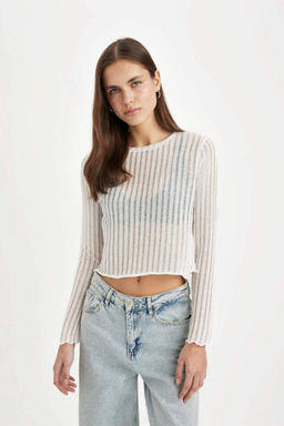 Рубашка на бретельках стандартного кроя с круглым вырезом и длинными рукавами